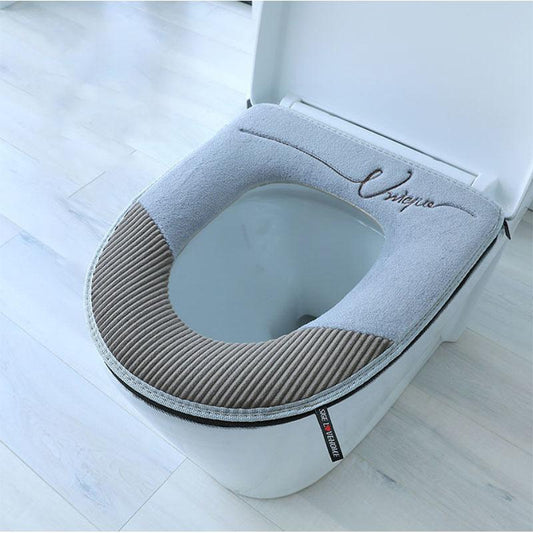 High Quality Solid Color Toilet Pad Plush Universal Thickened Toilet Seat Toilet Seat Zipper