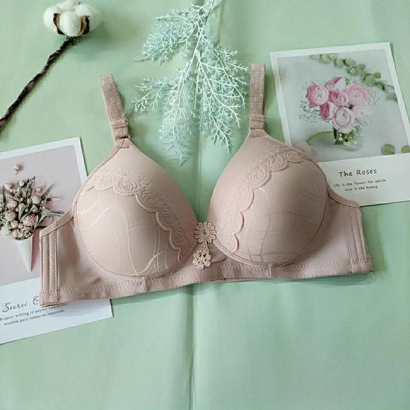 Ladies Underwear Large Size No Steel Rings Gathering Comfortable Breathable Sexy Anti-sagging Print Bra