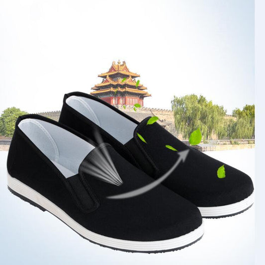 Black Cloth Shoes Men Casual Comfortable Flat Canvas Shoes