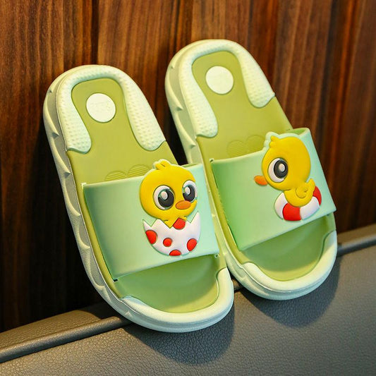 Children's Sandals Slippers Summer Boys Girls Non-slip Soft Bottom Kids Bathroom Bath Slippers Cartoon Household Duckling Children Baby Slippers