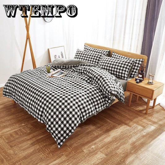 Bedding Set Nordic Gray Stripes Linens Duvet Cover Comforter Sheets Bedspread