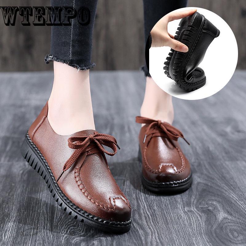 Women Leather Shoes Moccasins Mother Loafers Soft leisure Flats Female Driving Casual Footwear