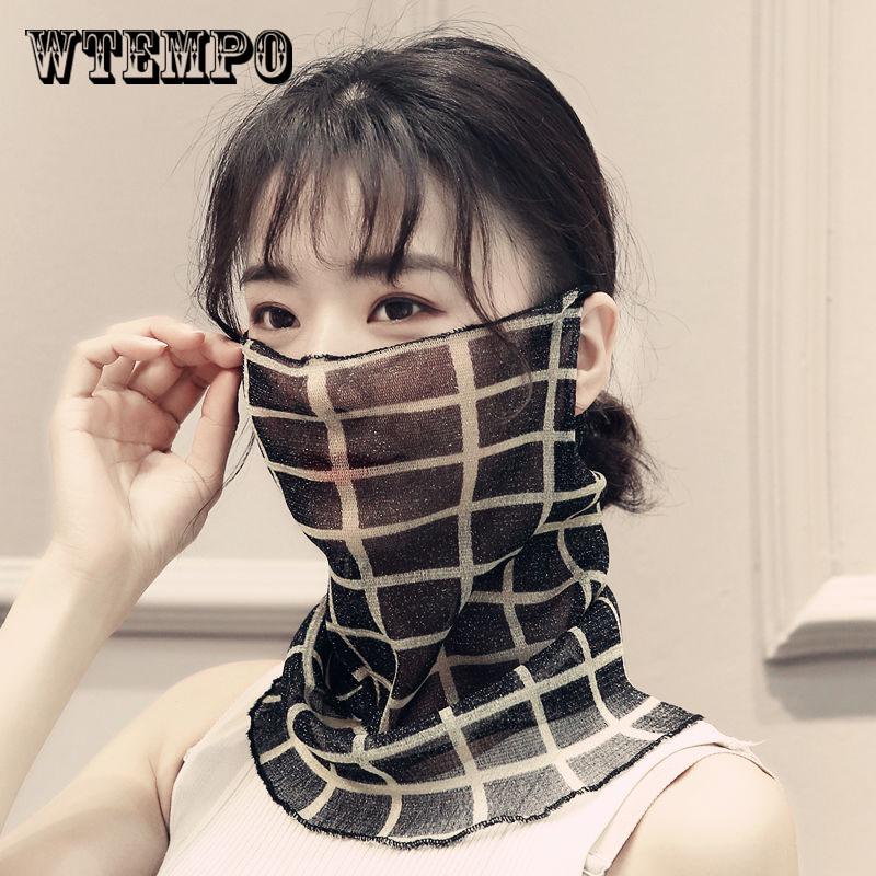 Women Sunscreen Scarf Neck Mask Summer UV Protection Breathable Thin Mask Outdoor Silk Scarf