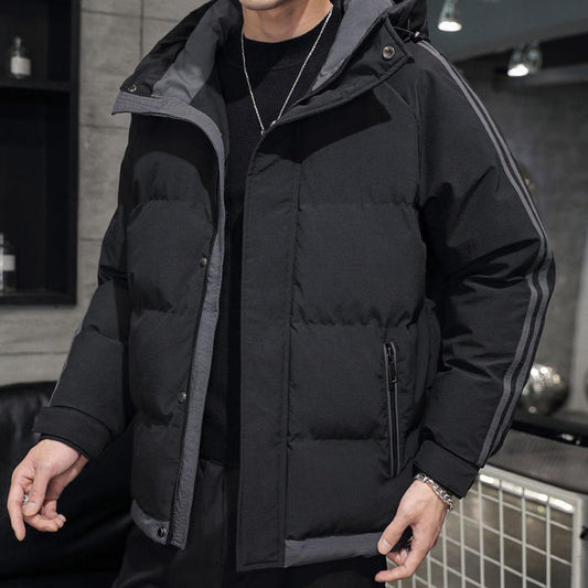 Cotton Men's Winter Jacket Korean Style Trend Thickening Tooling Youth Hooded Cotton Jacket