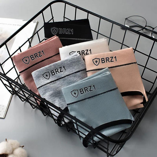 4PCS Women's Korean Cotton Underwear Girl Student Japanese Antibacterial Briefs Sexy Mid-waist Breathable Thin Large Size Briefs