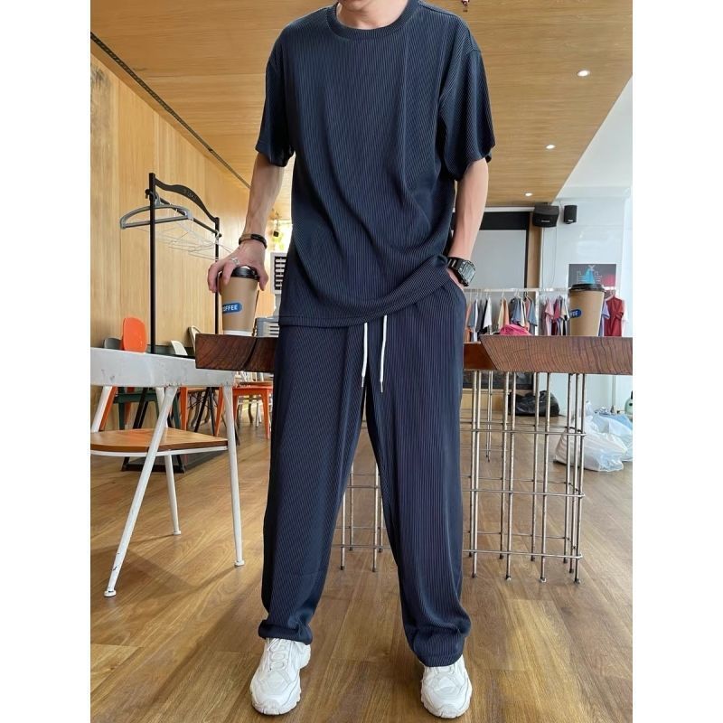 Stretch Silky Drape Louver Summer Thin Section Breathable Comfortable Loose Casual Suit Men