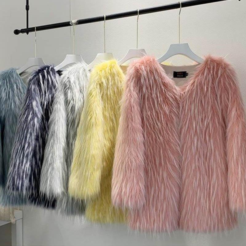 Fox Fur Coat Female Autumn and Winter Mid-length Imitation Raccoon Mink Velvet Coat