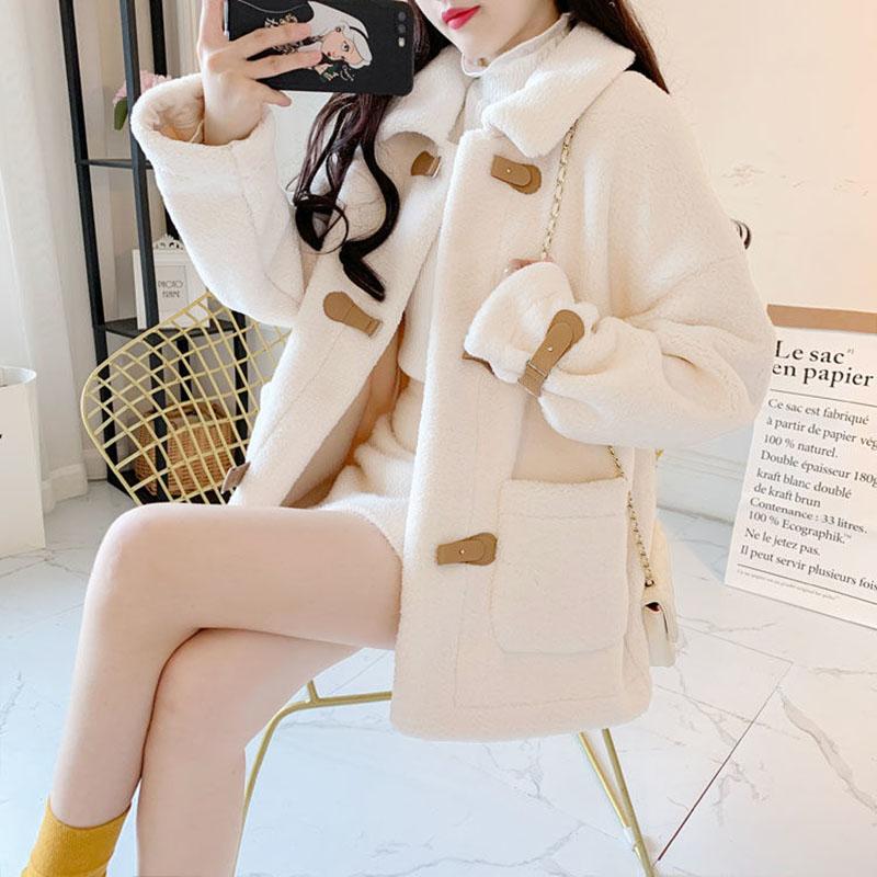 Faux Lamb Fur Coat Female Short Short Autumn and Winter Korean Style Loose All-match Blouse