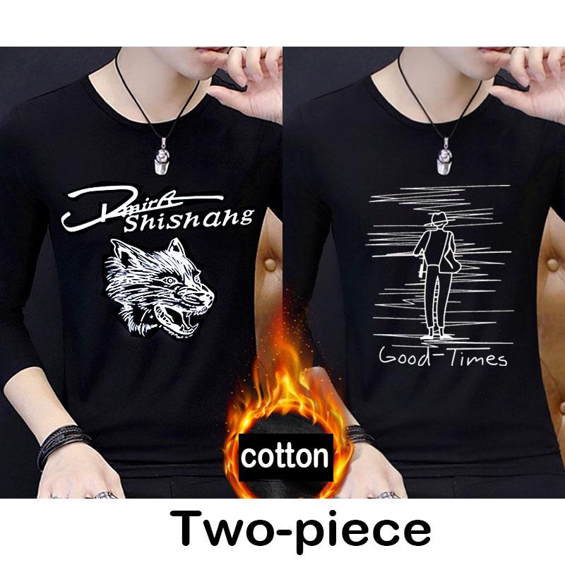 Long-sleeved T-shirt men's autumn and winter warm sweater trend wild clothing top men's T-shirt
