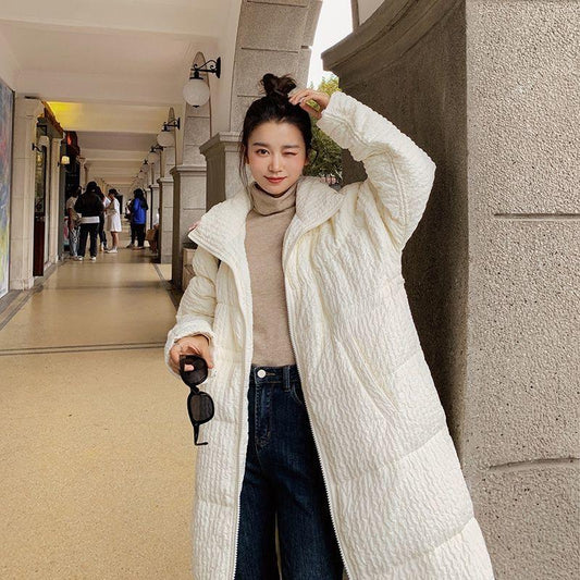 Fashionable Down Padded Jacket Women Mid-length Over-knee Winter Waist Padded Jacket Thick Warm and Comfortable Jacket