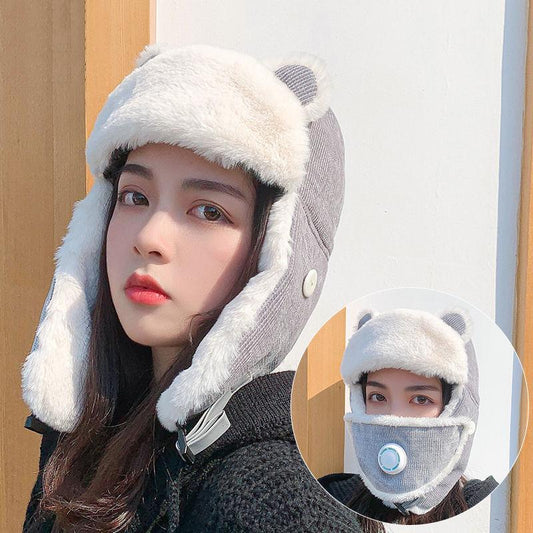 Hat Winter Female Cartoon Lei Feng Hat Cute Warm Cotton Hat Outdoor Cycling Windproof Lei Feng Hat Female