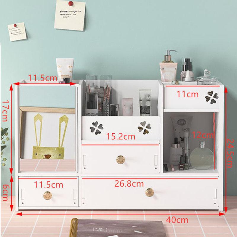 WomenVanity Mirror with Storage Integrated Desktop Removable Makeup Mirror Bedroom Dormitory