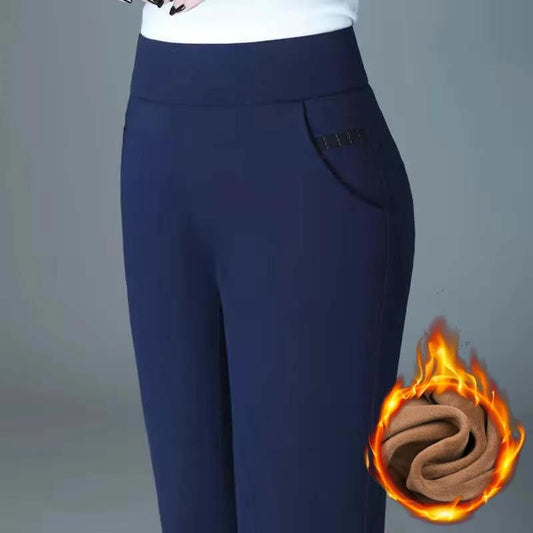 Gold Velvet Women's Trousers Plus Velvet Thickening Winter High Waist Fashion All-match Plus Size Slim-fit Feet Pants Warm Casual Pants
