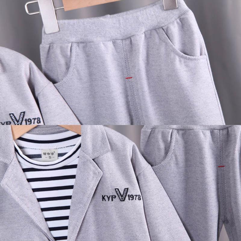 Boys' Casual Fashion Three-piece Children's Cute British Dress Baby Spring and Autumn Comfortable Long-sleeved Suit