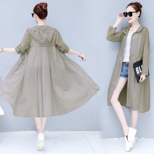 Spring and Summer Breathable Sun Protection Clothing Women's Mid-length Loose Large Size Sun Protection Clothing Women's Thin Coat