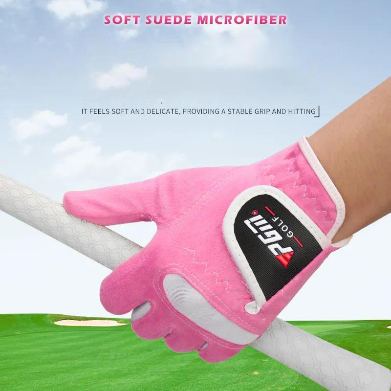 One Pair of Ladies Golf Gloves Microsoft Fiber Breathable Non-slip Left and Right Hand Sports Gloves Women