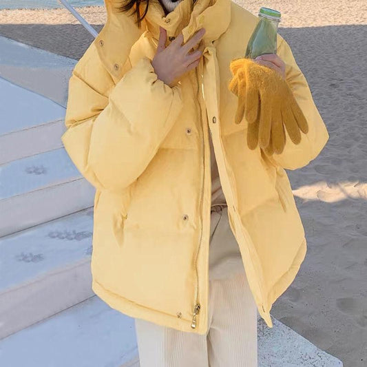 Cotton-padded Jacket Women's Detachable Hat Student New Loose Korean Style Cotton-padded Jacket Japanese Cute Little Thick Bread Jacket