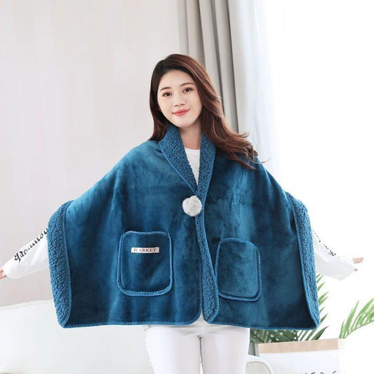 Multifunctional Artificial Lamb Velvet Blanket Lazy Blanket Coral Velvet Blanket Warm Small Woolen Blanket Office Lunch Break Shawl Blanket