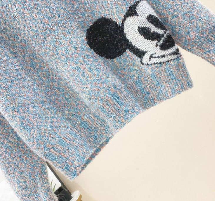 Half Turtleneck Women's Sweater Cartoon Pattern Print Sweater Korean Style Loose Plus Size Sweater