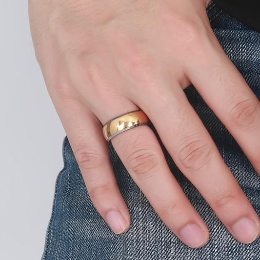 8MM Men Jewelry Tungsten Carbide Ring Wedding Band - Gold Color