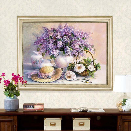5d Diamond Painting Stickers Diamond Cross Stitch Purple Lavender Restaurant Bedroom Full of Diamond Embroidered Masonry