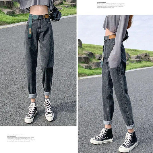 Women's Jeans Spring and Autumn Loose Straight Daddy Pants High Waist Thin Harem Pants Trousers Ladies Denim Jeans