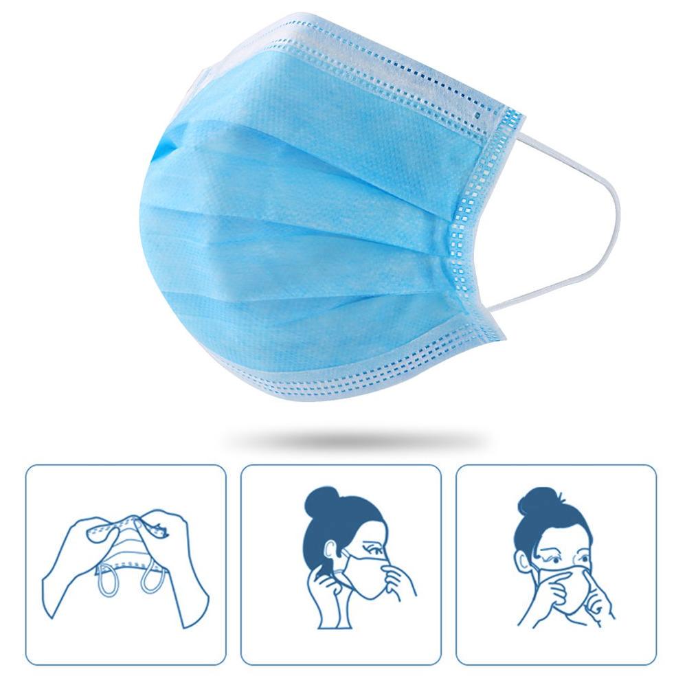Disposable Non-woven Filter Mask 3-Layers Breathable Dust-proof Anti-fog Citizen Health Safety Mask