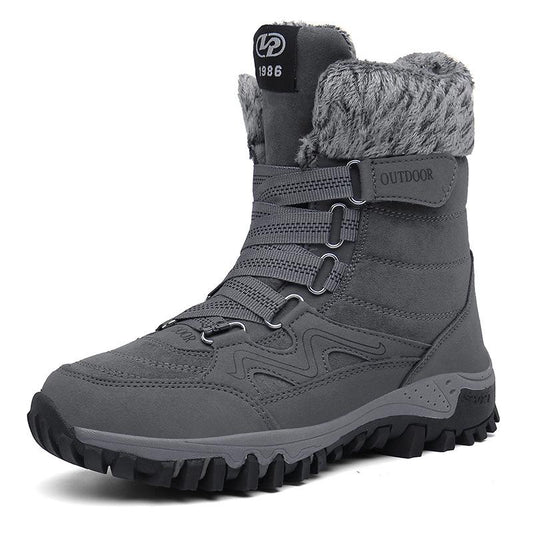 Leather Men Boots Winter with Fur Super Warm Snow Boots Men Winter Work Casual Shoes Sneakers High Top Rubber Ankle Boots