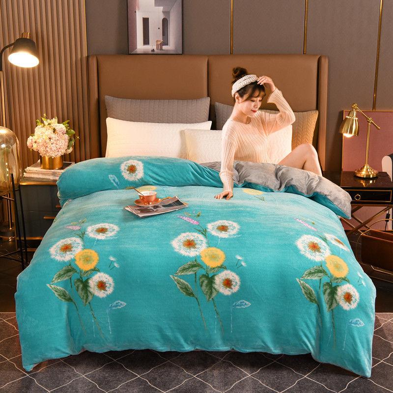 1pc Winter Warm Flannel Quilt Cover Double-sided Fleece Quilt Cover Single Double Flannel Quilt Cover Twin Queen King Size