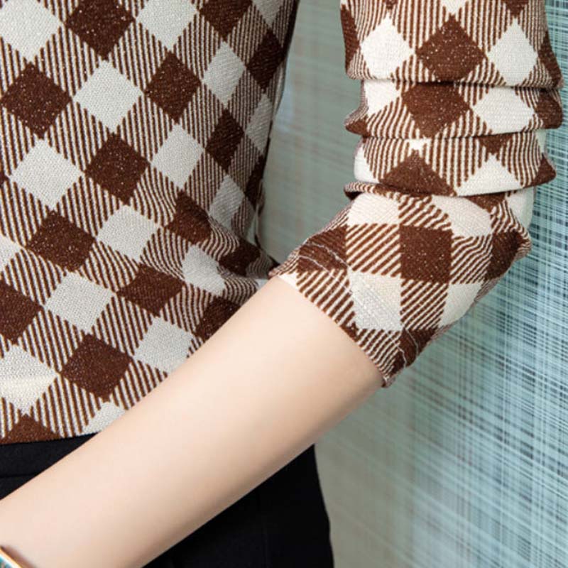 Spring and Autumn Long Sleeve T-Shirt Loose Striped Top Short Casual Half Turtleneck Bottoming Shirt