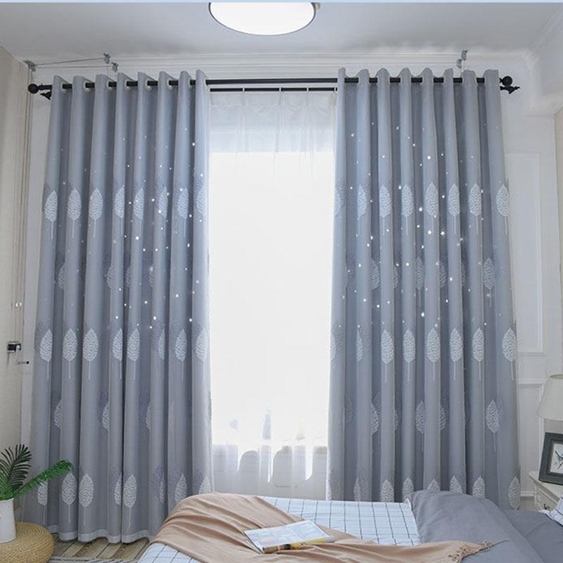 1/2pcs Modern Double Curtains for Living Room Hollow Stars Curtain for Bedroom Shade Curtain Tulle Cloth