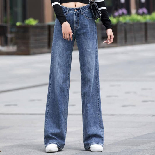 Fashion Women Flare Jeans Stretch High Waist Lifting Buttocks Wide Leg Palazzo Denim Pants