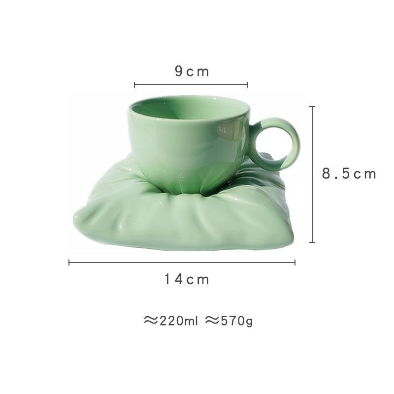 Pillow Coffee Mug Tiffany Cup with Saucer Summer Breakfast Milk Cup Dish Set Ceramic Afternoon Tea Cup Gift for Friends