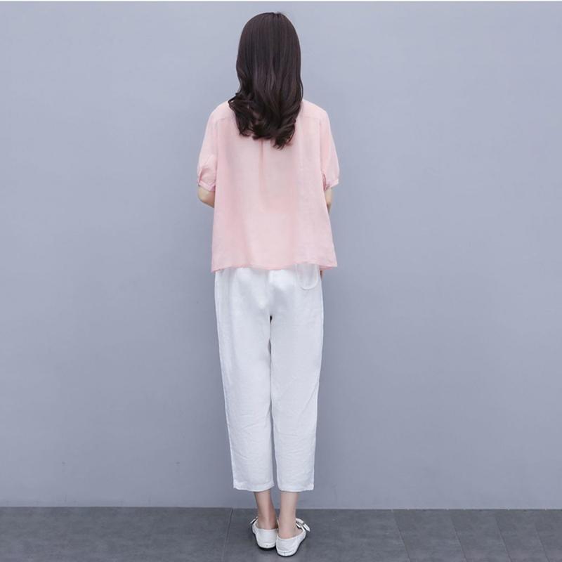 Women's Temperament Loose Thin Casual Two-piece Suit Elegant Casual Loose Suit Fabric Light Sweat-absorbent and Breathable