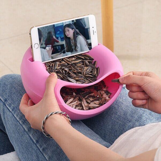 Creative Double-layer Melon Seed Plate Mobile Phone Bracket Dry Fruit Plate Living Room Household Fruit Box Seeds Nuts Storage Box