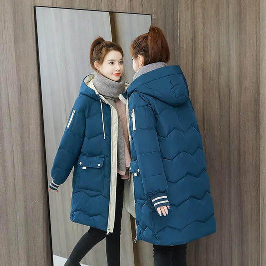 Winter Padded Jacket Women's Mid-length Loose Large Size Padded Jacket Bread Jacket Women