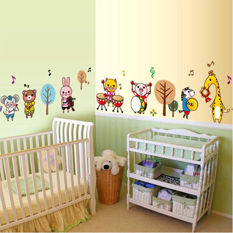 Animal band cartoon wall stickers kindergarten bedroom living room background decoration removable