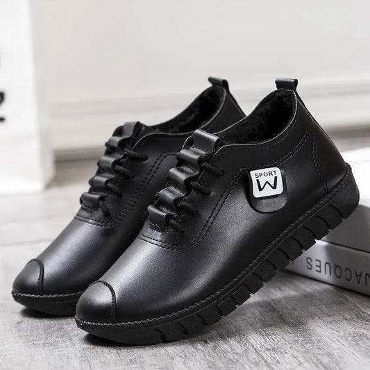 Autumn and Winter Women Fleece Cotton Shoes Casual Leather Shoes Women's Shoes All-match Mother Shoes