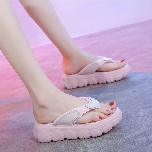 Flip-flops Women's Outer Wear Fashion Flip Flops Sandals Summer Cakes Thick-soled Beach Shoes