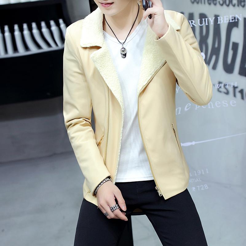 Men's Cotton Jacket Winter Thickening Plus Velvet Fashion Trend Casual Lamb Wool Slim Men's Jacket