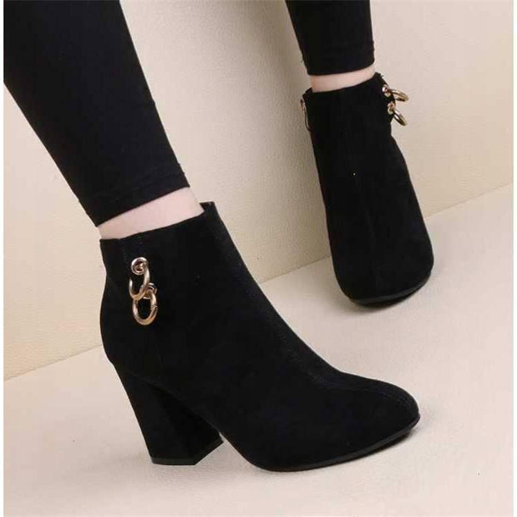 Autumn Winter Suede Casual Chelsea Boots Women's Fashion Ankle Boots Winter Plush Warm Women's Boots