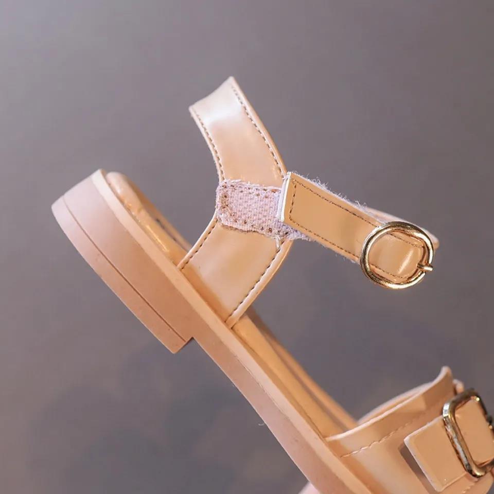Girl's Summer Sandals Soft Sole Light Casual Sandals Anti-slip Solid Color Princess Sandals