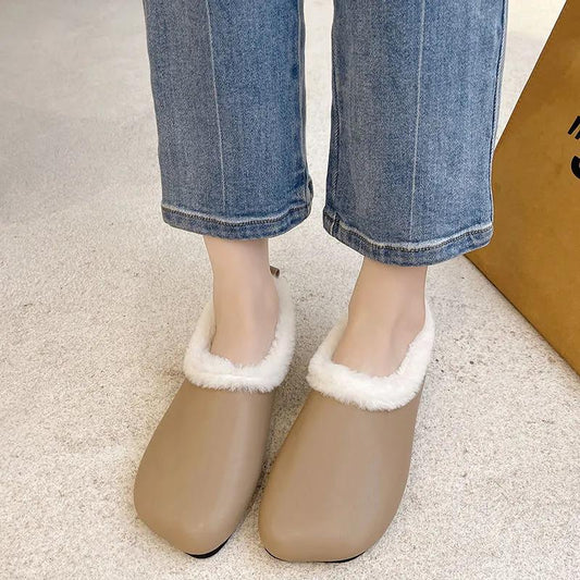 Winter Warm Women's Shoes All-match Soft Fur and Velvet Cotton Shoes Flat Comfortable Casual Shoes
