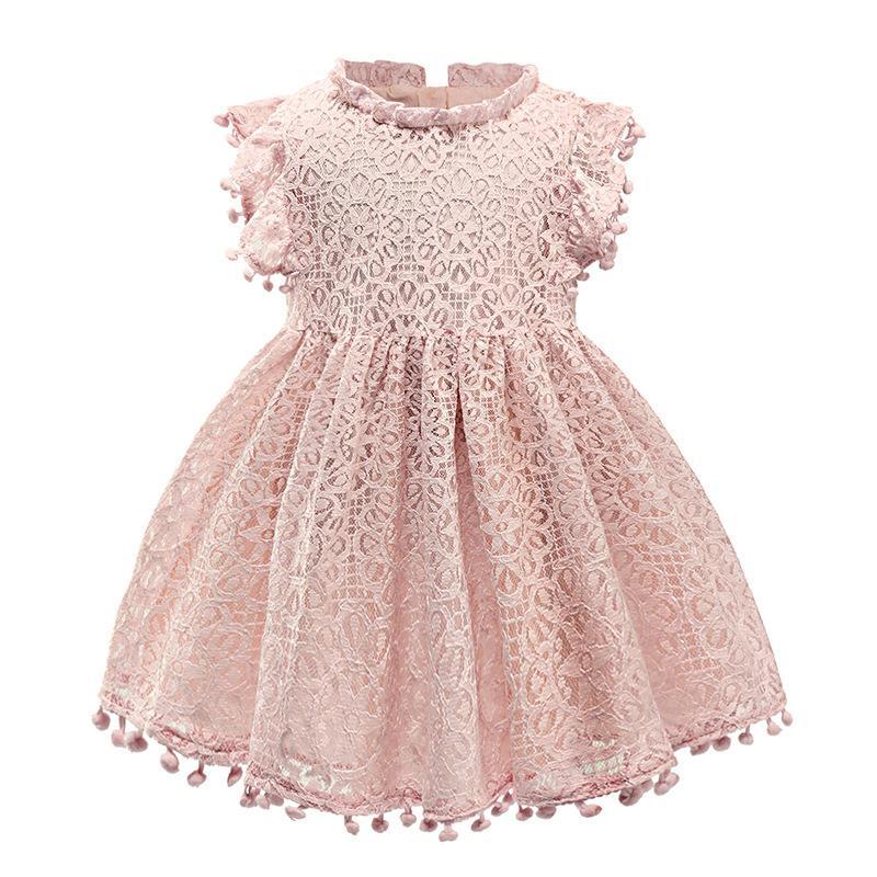Princess Dress Children's Summer Cotton Dress Girls Korean Style Lace Flying Sleeves Hollow Child