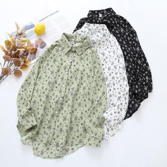 Early Spring Small Fresh and Sweet Floral Shirt Women's Design Sense Niche Western Style Light Familiar All-match Blouse