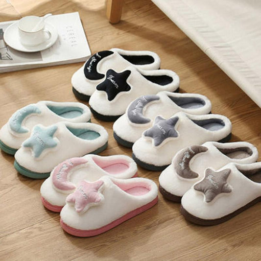 Cotton Slippers for Men and Women In Autumn and Winter Couples Indoor Non-slip Thick-soled Warm Half-heeled Slippers