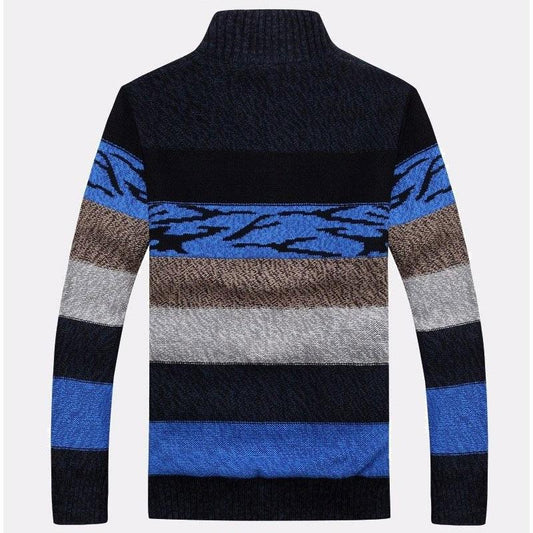 Men's Sweater Jacket Fleece Thickened Knitted Sweater Cardigan Stand Collar Plus Size Winter Turtleneck Sweater