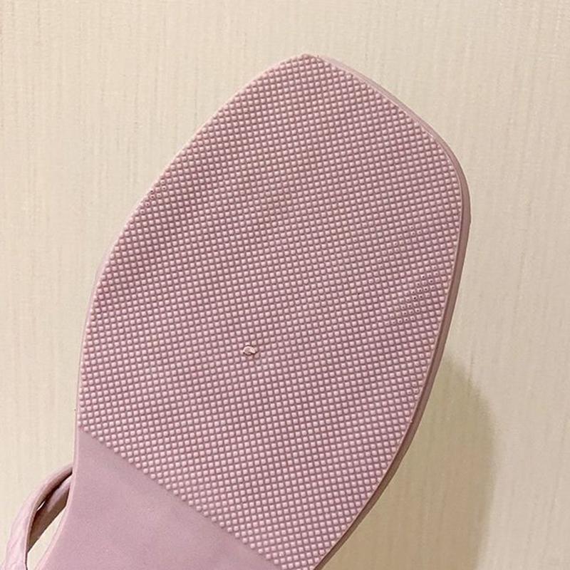 Square-toe Wedges Slippers Sandals Two-wear All-match Student Soft-soled Non-slip Beach Shoes Half Slippers It's A Little Bit Smaller