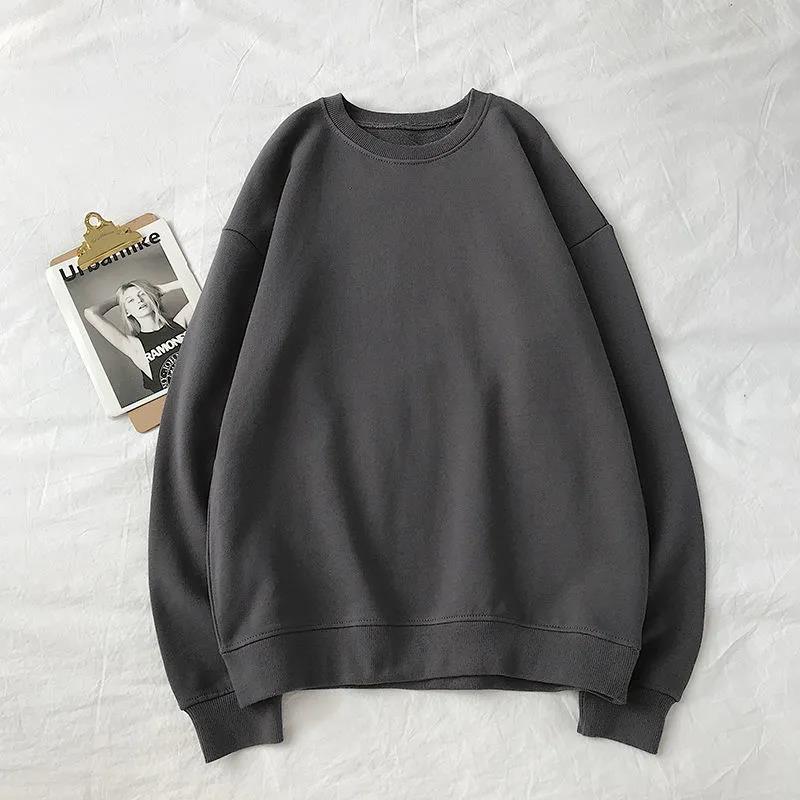 Spring and Autumn Cotton Long-sleeved T-shirt Sweater Men's and Women's Round Neck Loose Solid Color Casual All-match Top