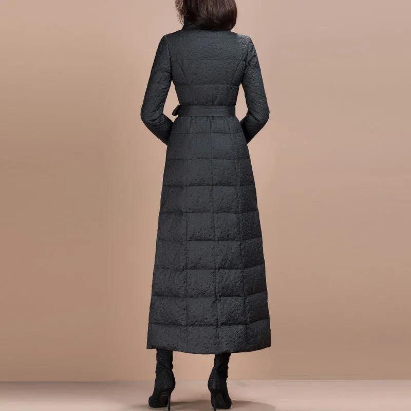 Women's Winter Korean Loose Quilted Coat Warm Stand-collar Down Jacket Women's Solid Color Patent Leather Long Down Jacket